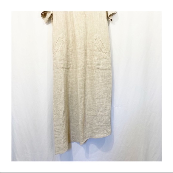 Elegant Beige Linen Dress - Picture 6 of 12